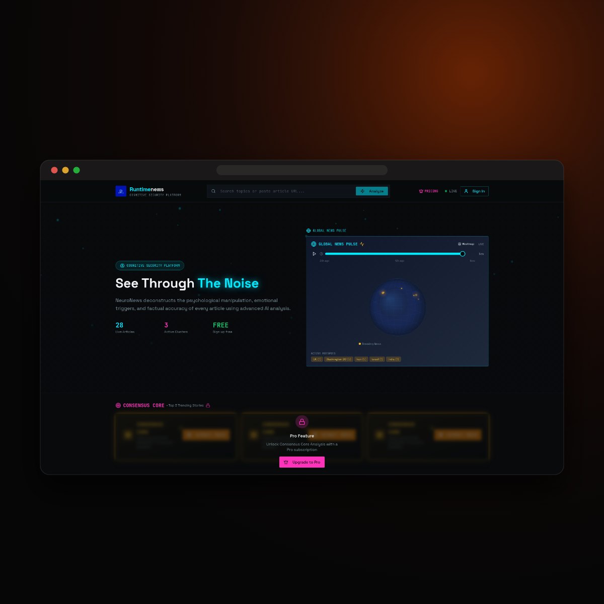 NeuroNews Insights home screen
