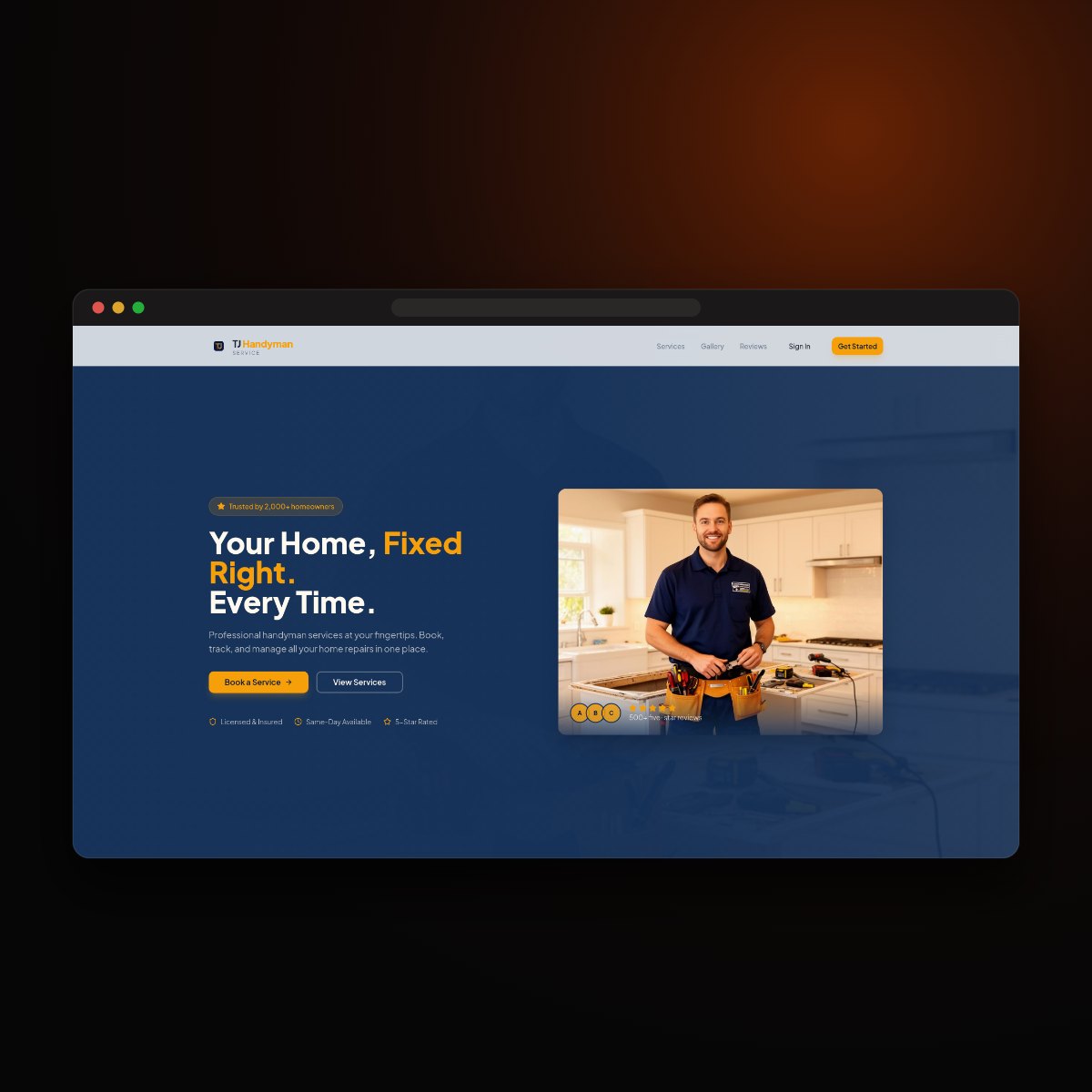 TJ Handyman home screen