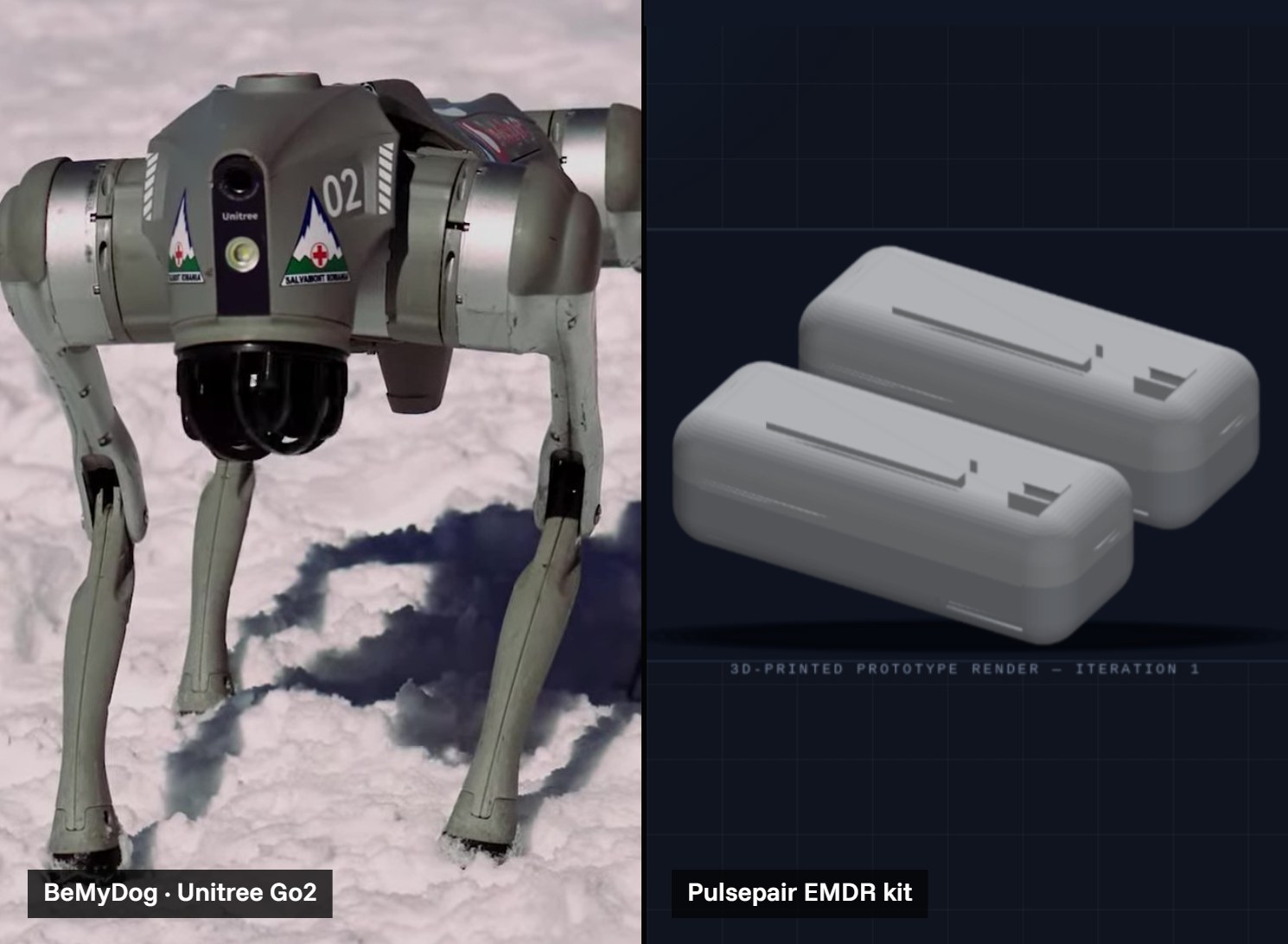 Unitree Go2 quadruped robot and the Pulsepair EMDR bilateral stimulation kit